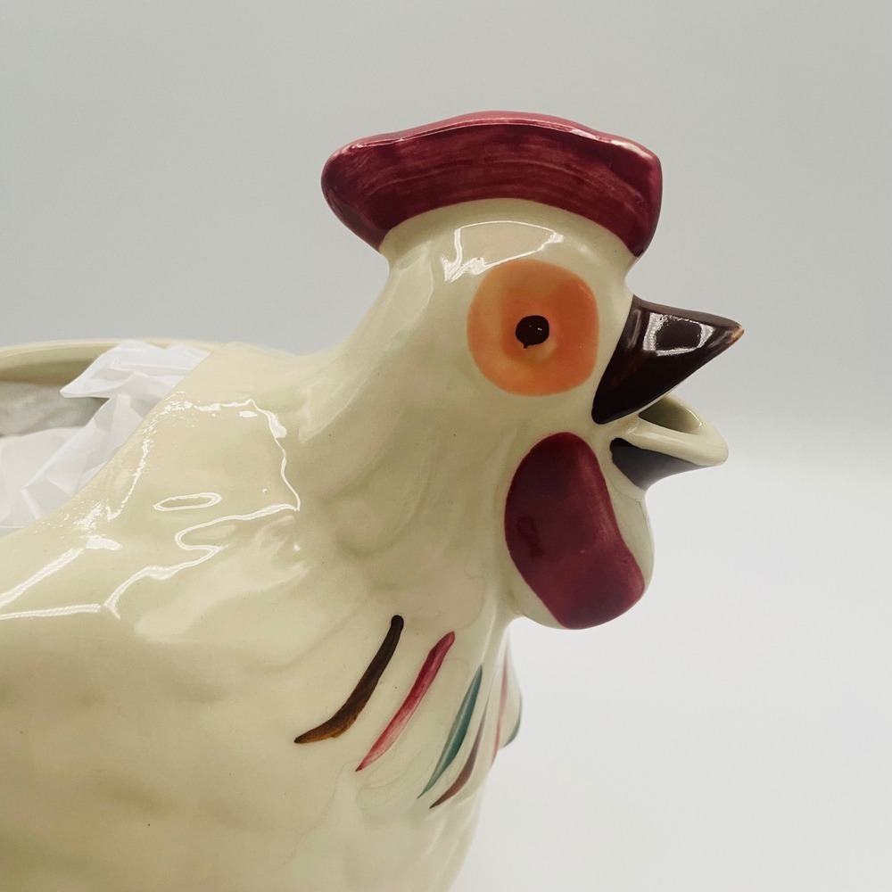 Vtg Chanticleer USA Shawnee Pottery Rooster‎ Pitcher Ivory Ceramic Farmhouse - Picture 2 of 6